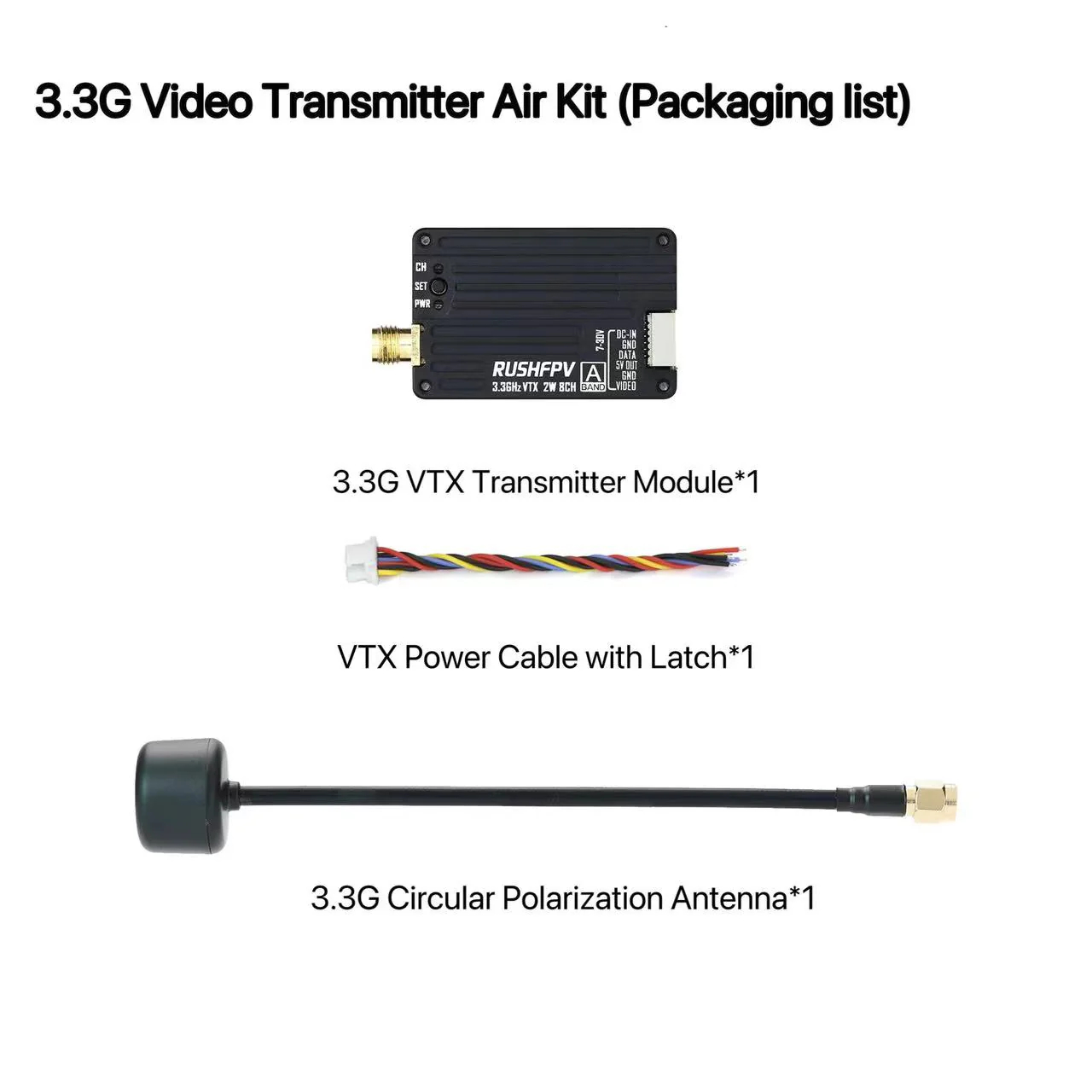 RUSHFPV 3.3G 2W VTX Transmitte - đánh giá và giá Fpv Drone Antenna