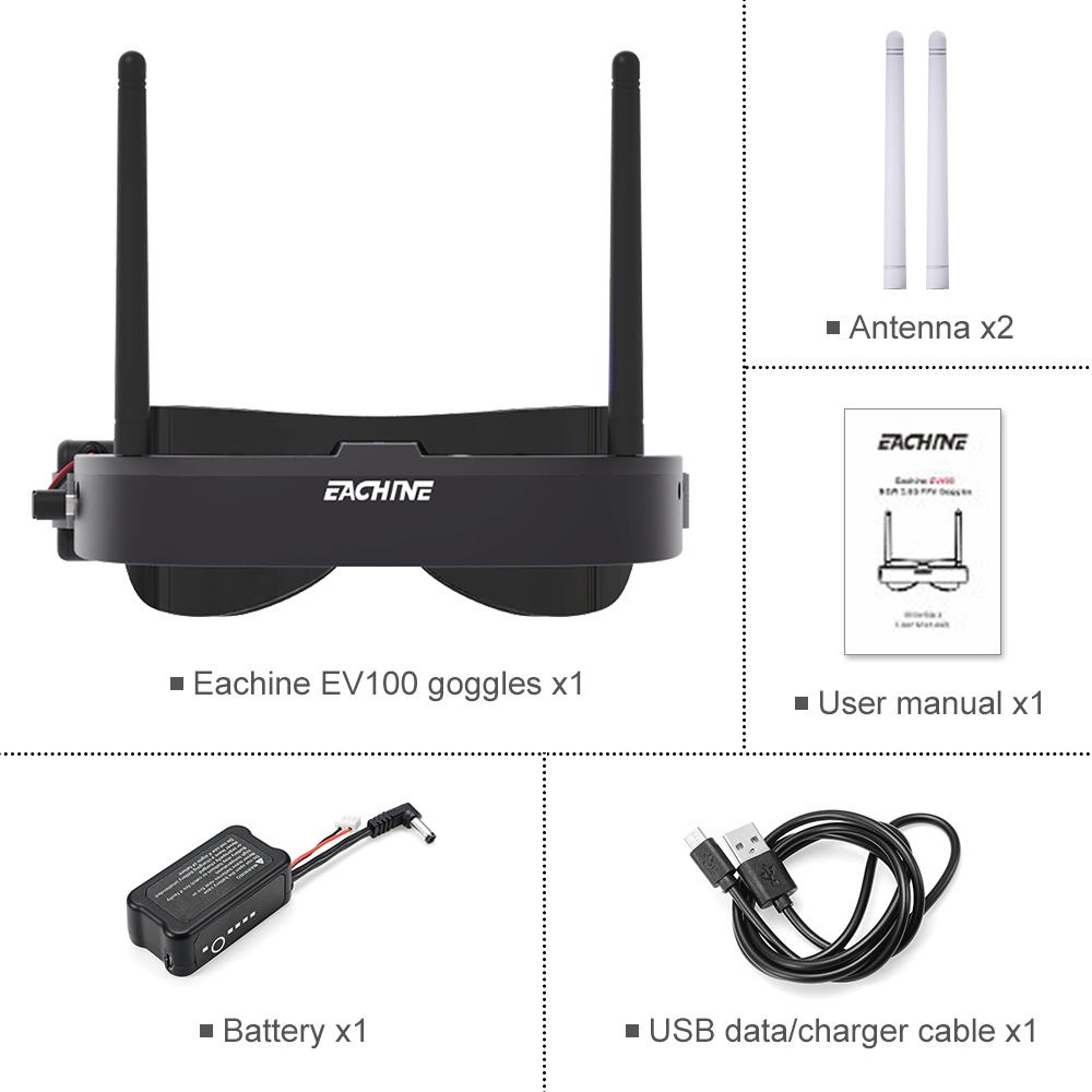 Eachine EV100 720*540 5.8G 72C - đánh giá và giá Fpv Drone Goggles