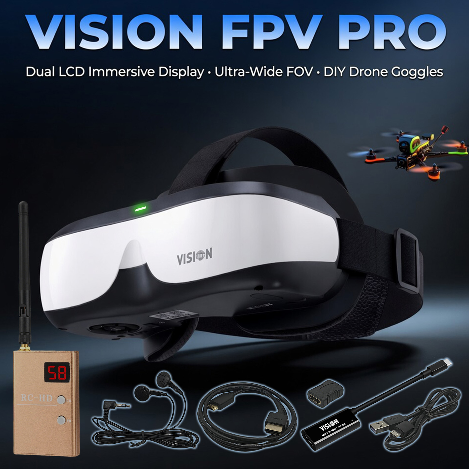 FPV Goggles, Head-Mounted Disp - đánh giá và giá Fpv Drone Goggles